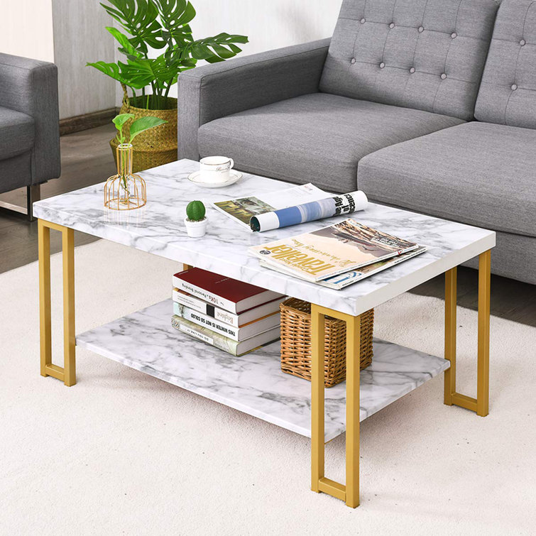 Faux marble coffee table store with storage